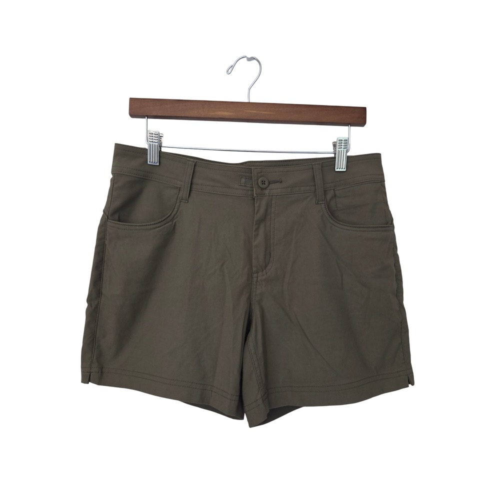 prAna Halle Shorts Standard Fit Stretch Hiking Outdoor Womens 8 Olive Green NWOT